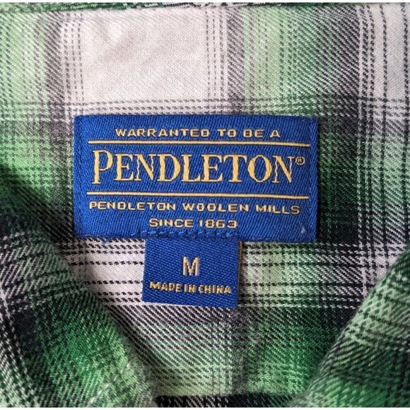 Pendleton Green and Black Lightweight Plaid Shirt Size M - Picture 3 of 5